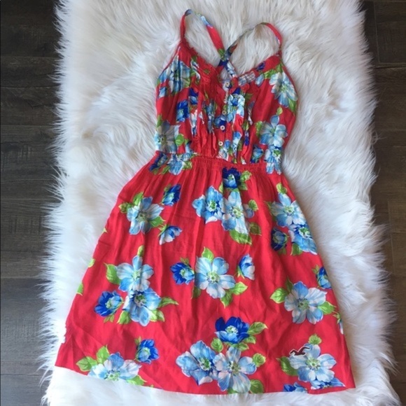Hollister Dresses & Skirts - Hollister red floral sun mini dress
